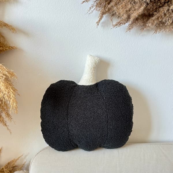 Höstkudde Grå bouclé-pumpa