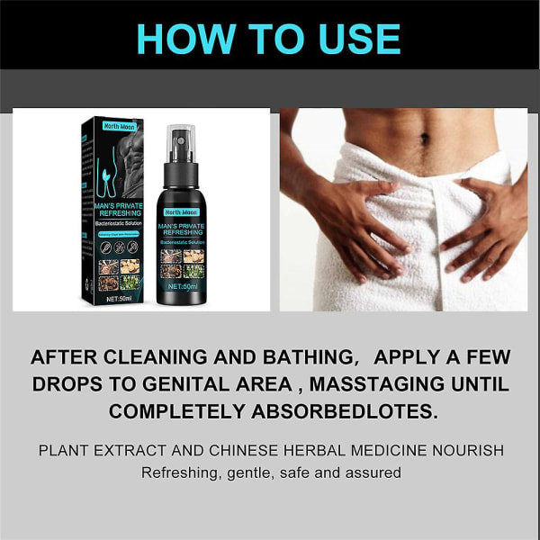 50 ml Skötsellösning för privata delar för män Bakteriostatisk antikliande deodorant rengöringsspray null none