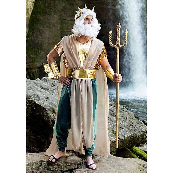 Havets gud Neptunus sjöjungfrukostym Set för Halloween Men XL