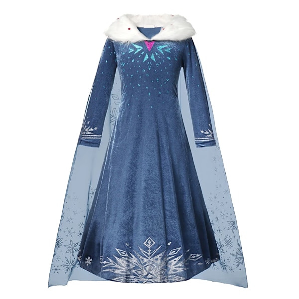 Disney Frozen Elsa Anna Princessklänning Flickor Halloween Karneval Kläder Fest Barn Cosplay Snödrottning Barn Outfit Kostym Elsa 6 5-6T (Size 130)