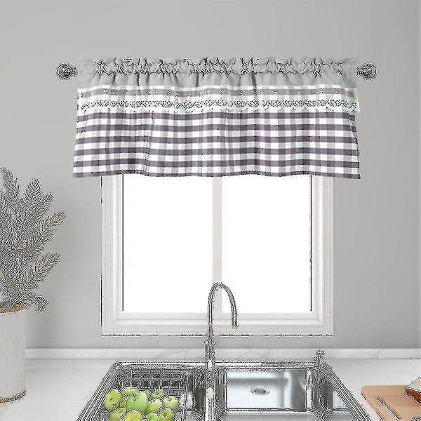 Köksgardiner Dekor Fönstergardin Lyx Cafe Valance Topper Draperier Light Grey 74cmx90cm