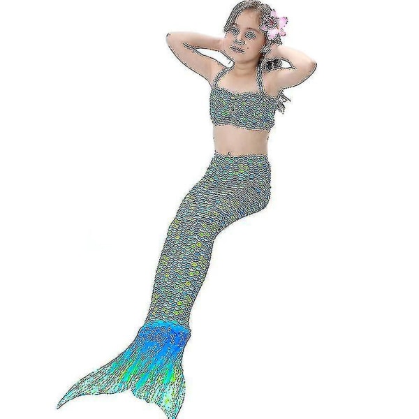 Barn Flickor Mermaid Tail Bikini Set Badkläder Baddräkt Simdräkt Hög kvalitet Green 140