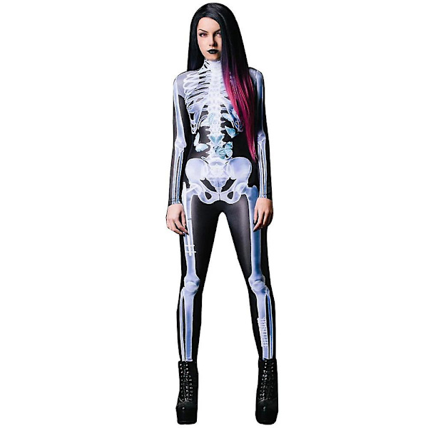 3d Skeleton Kostymer Halloween Skeleton Outfit Cosplay Kostym För Män Kvinnor 3D Grafisk Halloween Skull Cosplay Skeleton womens XL
