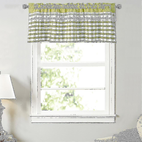 Köksgardiner Dekor Fönstergardin Lyx Cafe Valance Topper Draperier Yellow Green 74cmx61cm
