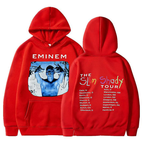 Eminem Anger Management Tour 2002 Hoodie Vintage Harajuku Funny Rick Sweatshirts Långärmade Herr Dam Pullover Mode Red9 M