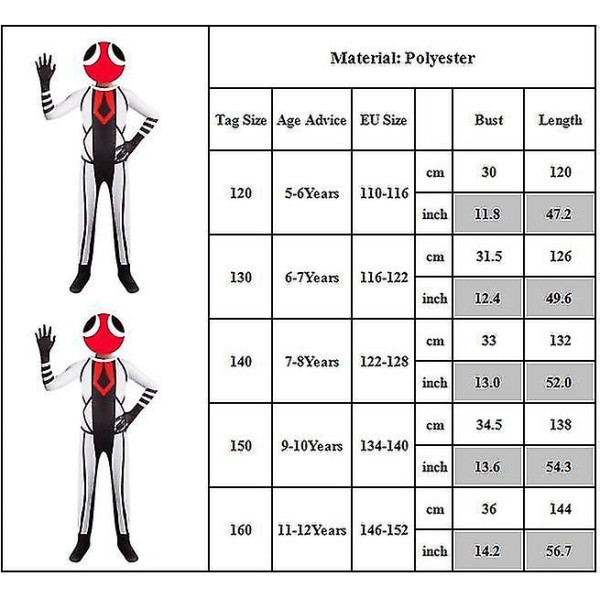 Rainbow Friends Kids Full Body Jumpsuit Halloween Cosplay Party Kostym 5-6 Years