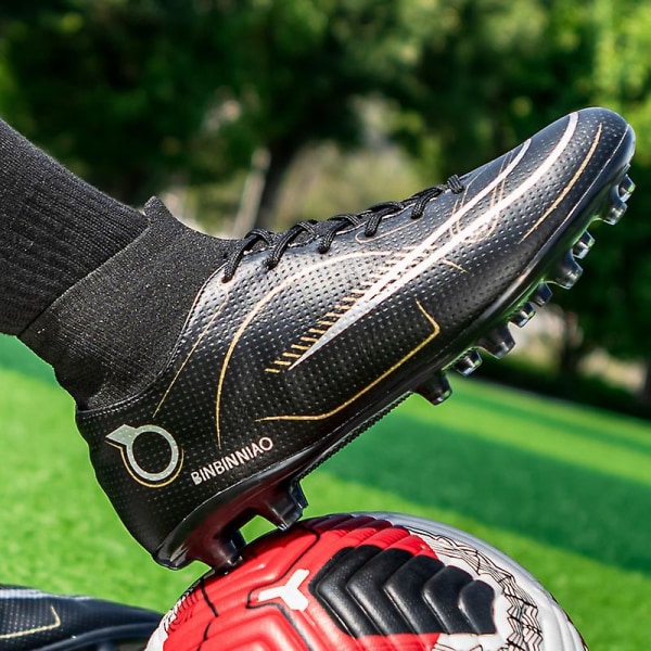 Fotbollsskor för män Halkfria fotbollsskor Klossar Gräs Fotbollssneakers Yj619 Black 41