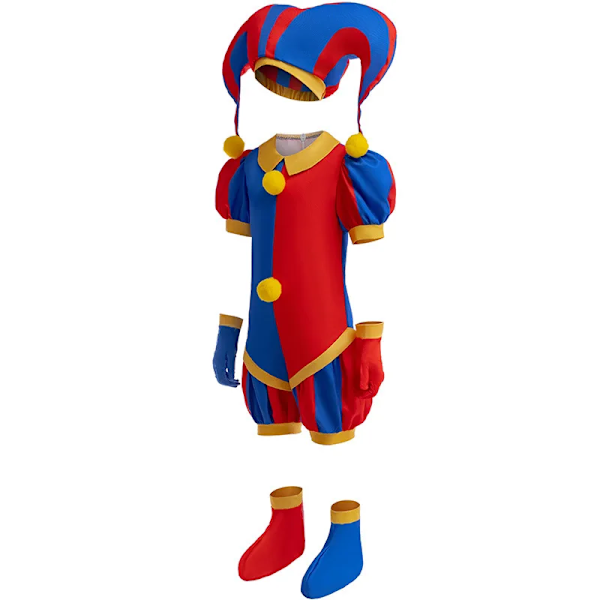 2024 Anime Pomni The Amazing Digital Circus Cosplay Kostym Barn Jumpsuit Halloween Kostym Purim Barn Kostym Cartoon Cos 6T(130) d1