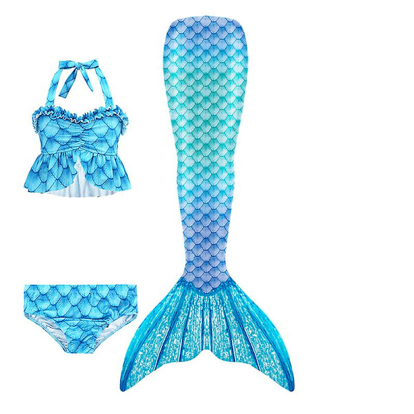 Sommarflickans sjöjungfrustjärt med monofena Halloween-kostym prinsessklänning baddräkt bikini badkläder för simning V 150cm(11-12T) 3PCS without fins22