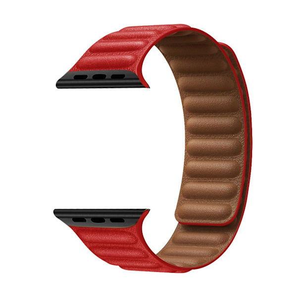 Rem för Apple Watch 45 mm / 44 mm / 42 mm magnetiskt fäste i konstläder Röd