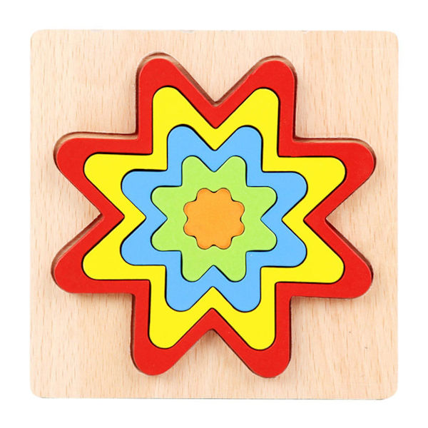 Barn geometrisk sorteringsleksak träpusselform matchande leksak dagispresent Round none
