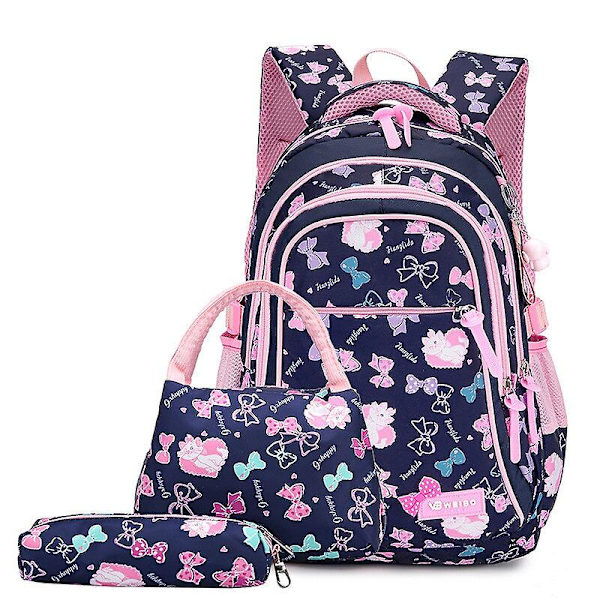 3st/ set skolväskor för flickor barn skolryggsäckar barn vattentäta tryck ryggsäckar skolväska barn mochila infantil Black