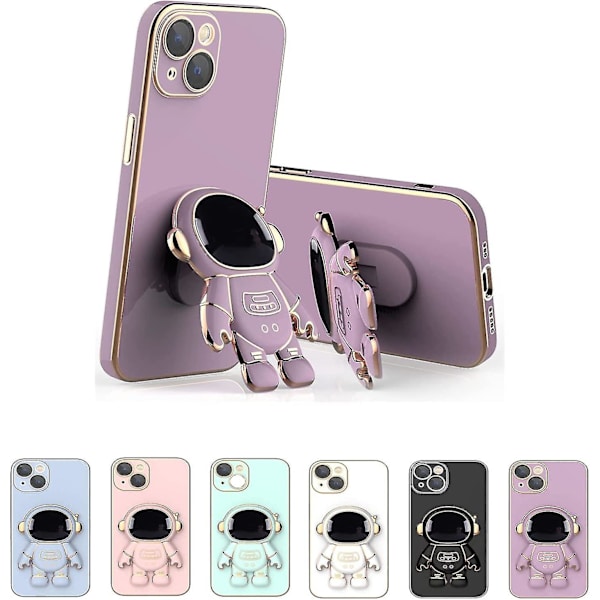 Astronaut Hidden Stand Case Kompatibel Samsung Galaxy S22/s22+/s22ultra Nytt elektropläterat Case Purple S22 Ultra