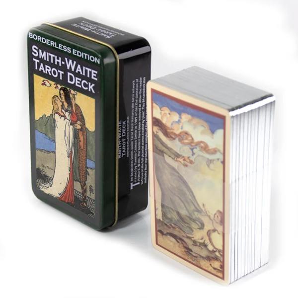 2022 Ny stil octurt Tarot i en ten metall Å da Guldpl ä terad Kant Hot Sell Tarot kort f ö r Division Tarot Deck Vacker Package Ljusgr å