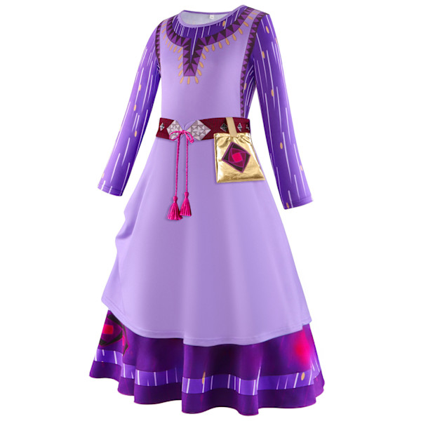Asha Asha prinsessklänning Star wish cos kläder flickors långärmad klänning festklänning barnens cosplay kläder Asha dress 110cm