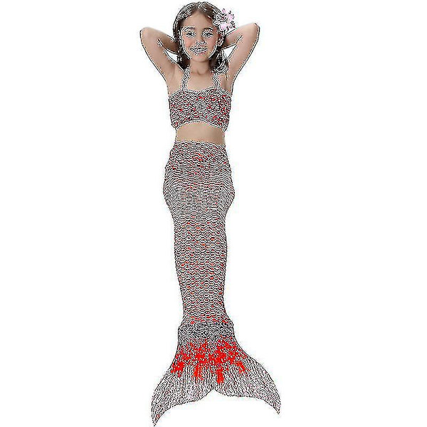 Barn Flickor Mermaid Tail Bikini Set Badkläder Baddräkt Simdräkt Hög kvalitet A Red 120