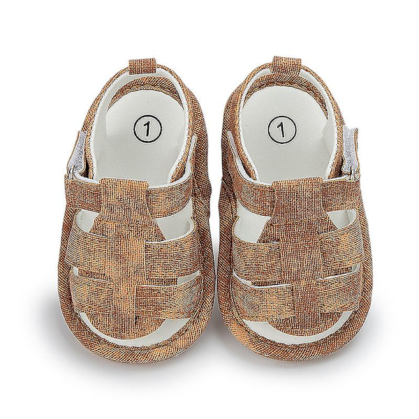Sommarsandal med rem runt ankeln för barn, casual sandaler för småbarn, öppna tofflor Brown EU 15-16