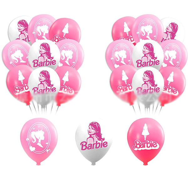 Barbie Filmtema Födelsedagsfest Rosa Dekoration Tillbehör ingår Banner Ballonger Kit Cake Topper Cupcake Toppers Decors Set null none