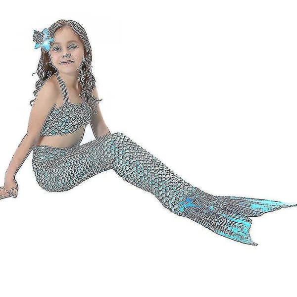 Barn Flickor Mermaid Tail Bikini Set Badkläder Baddräkt Simdräkt Hög kvalitet Blue 100