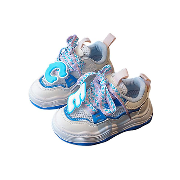Barn Spetsade Sneakers Andningsbara Tennis Mjuka Sulor Promenadskor Lätta Träningsskor Blue EU 29.5=Tag Size 30
