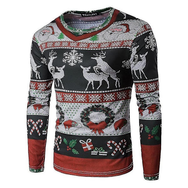 Män Jul Roligt print ful T-shirt Xmas Party Casual Nyhet Långärmade toppar CT289 M