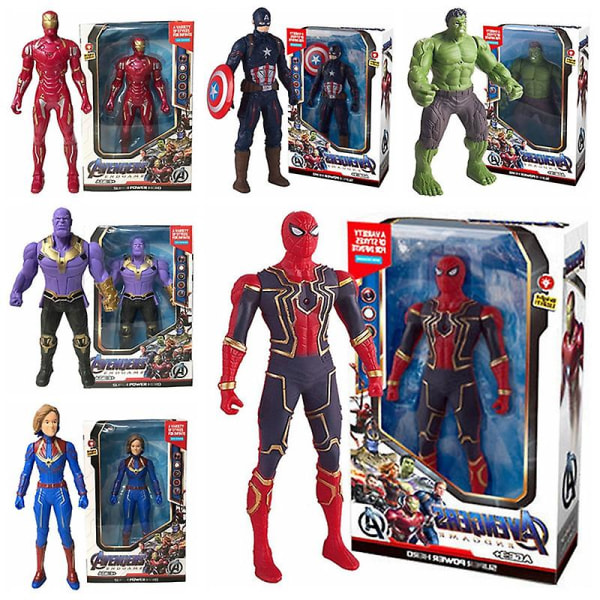 17 cm Marvel Spiderman Hulk Ironman Anime Action Figur Leksak Julklapp Pvc rörliga leder Luminous Doll Collection Modell Leksaker C with box C-17cm