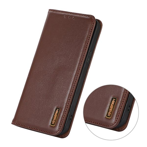 Rfid-blockerande phone case för Asus Zenfone 10 5g/zenfone 9 5g, Cover i äkta koläder Brown