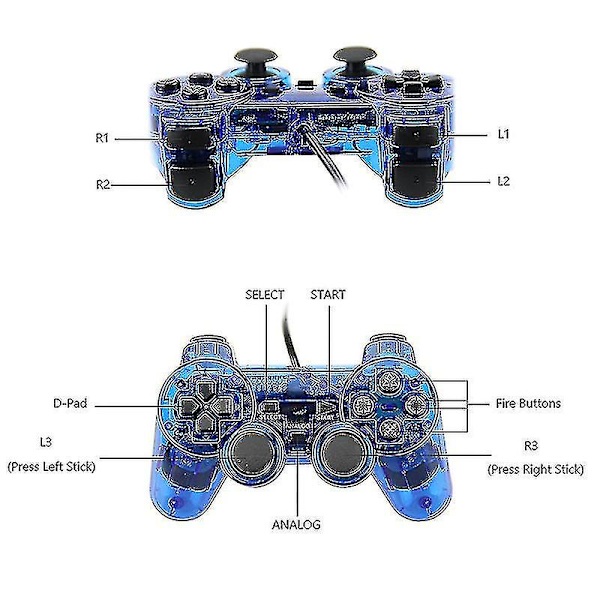 Kabelansluten Gamepad för Ps2 Double Vibration Game Controller Joypad null none