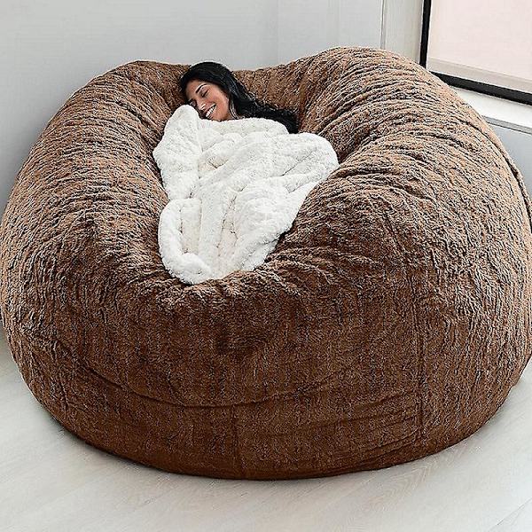 Lazy Sofa Bean Bag konstgjord päls Bean Bag (endast bönor) coffee 135 x 65cm