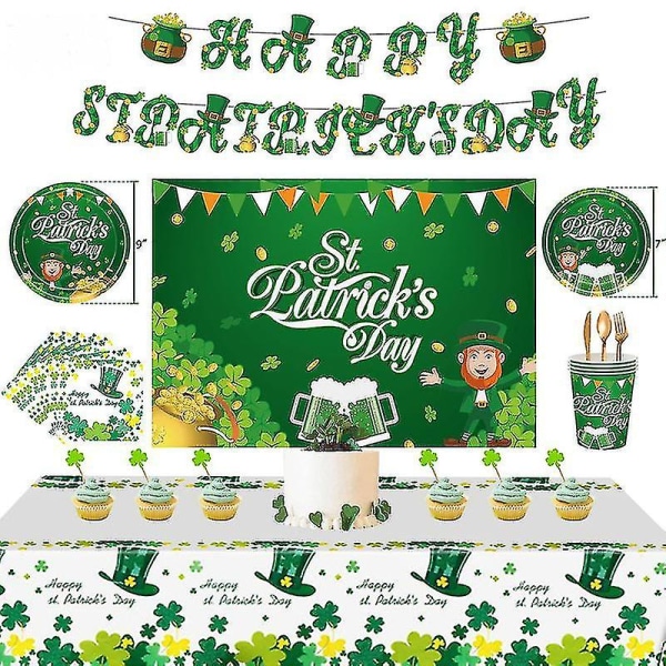 St Patrick's Day Födelsedagsfestdekorationer Grattis på födelsedagen Banner St. Patricks Cupcake Toppers För dekorationer Tillbehör null none