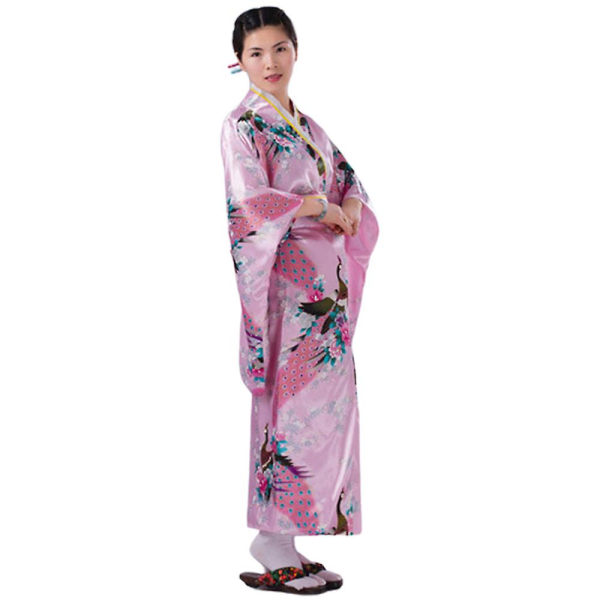 Kvinnor lång japansk kimonorock Traditionell klänning Fotografi kostym Pink