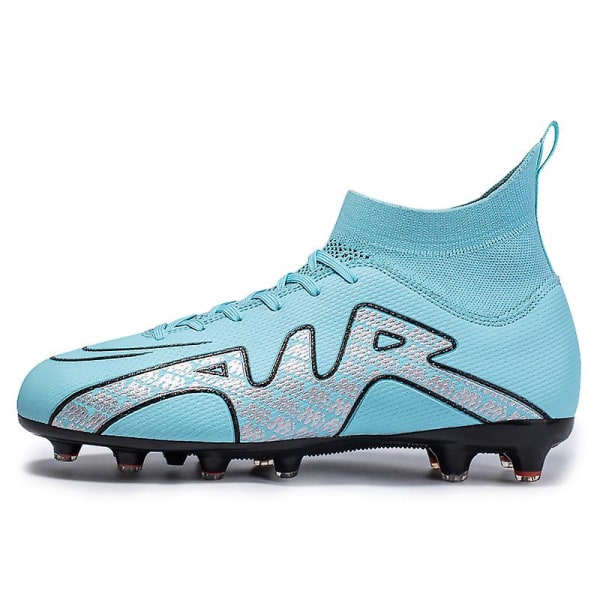 Fotbollsskor för män Halkfria fotbollsskor Klossar Gräs High-Top Utomhus/Inomhusträning Atletisk Sneaker Ck15-1 Blue 42