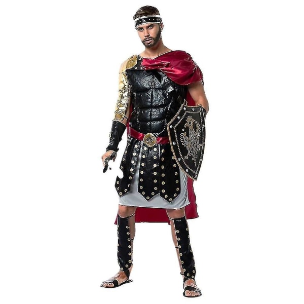 Gladiatordräkt för män Halloween romersk rustning grekisk krigare spartansk finklänning Cosplay festoutfit M