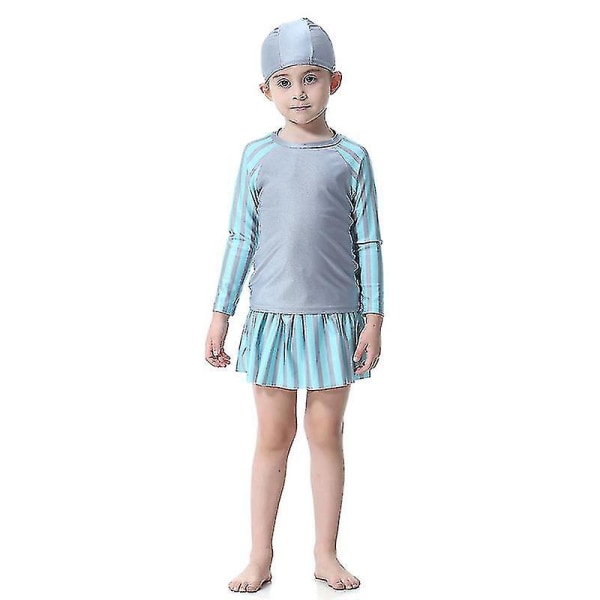 Barn Flickor Badkläder Klänning Mu Islamiska Beachwear Burkini Baddräkt Set H Grey 7-8 Years