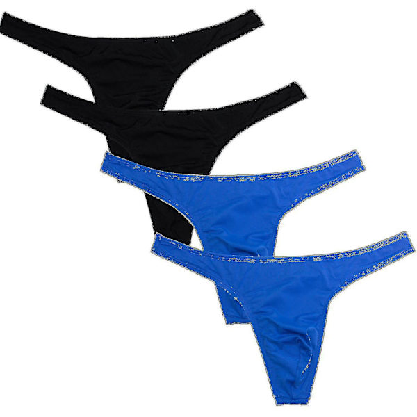 Strängunderkläder för män 4-pack Black blue L