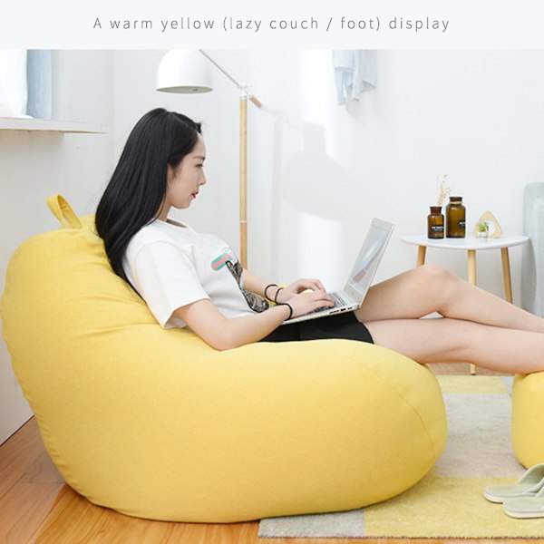 Ny extra stor sittsäcksstolar Soffa Cover inomhus Lazy Lounger För Vuxna Barn Sellwell Yellow 90x110cm