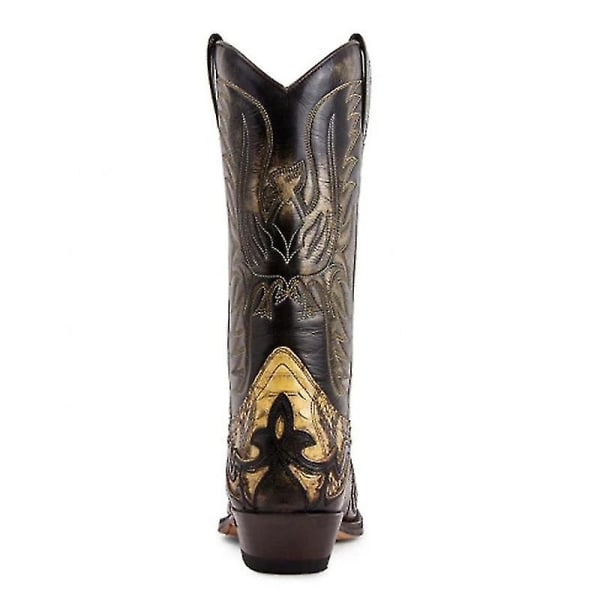 Python Western Boot Colorblock Broderi Män Stövlar Mode Moderna Skor 44