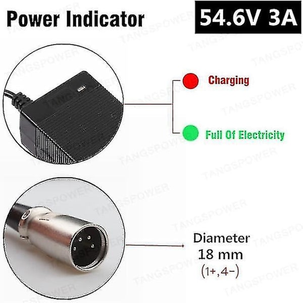 54,6v 3a litiumbatteriladdare Elcykelladdare Kompatibel 13s 48v Li-ion batteriladdare-b 4-pin xlr Eu