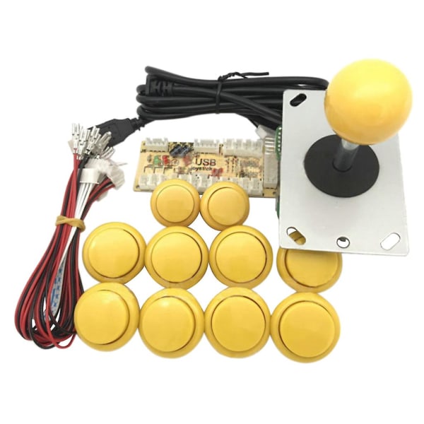 Zero Delay Arcade Diy Kit USB Encoder till PC Arcade Sanwa Joystick Tryckknappar Yellow