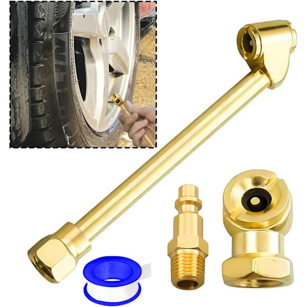 zipelo 2-vägs anslutning Heavy Duty Air Chuck Set, 1/4&#34; Kvinna NPT Closed Ball Tire Chuck, Heavy Duty Dual Head, Standard Hane Quick Plug