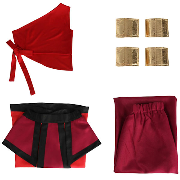 Katara Cosplay Kostym Halloween Karneval Jul Cosplay Festkläder Komplett Set för Kvinnor Flickor XL Red