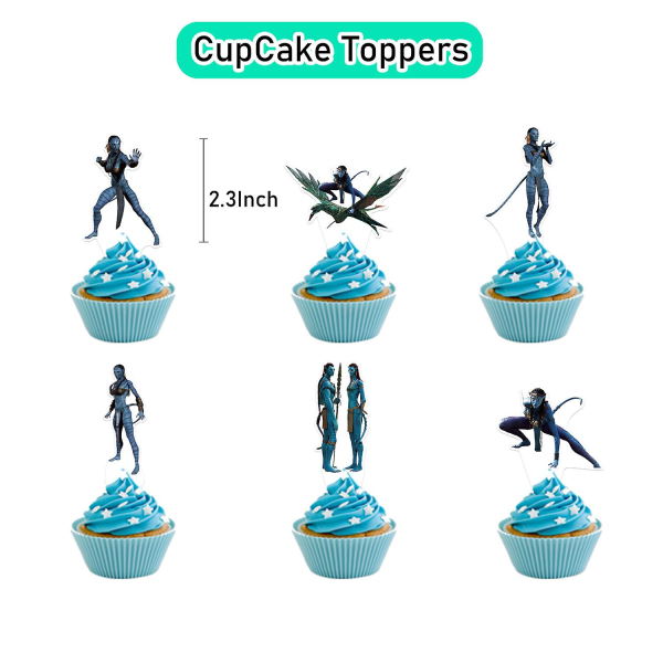 Avatar 2-tema födelsedagsfestdekorationer Avatar 2 Pull Tab Cake Insats Ballonger Spiral Galgar Party Set B