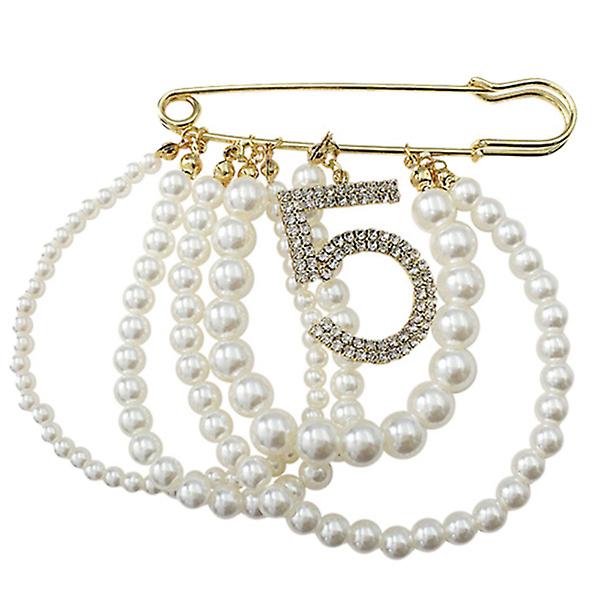 1 st Kristalllegering Smycken Pearl Chain Brosch Pearl Beaded Pin Pearl Pin Badge Assorted Color 9.5X7.5X1cm