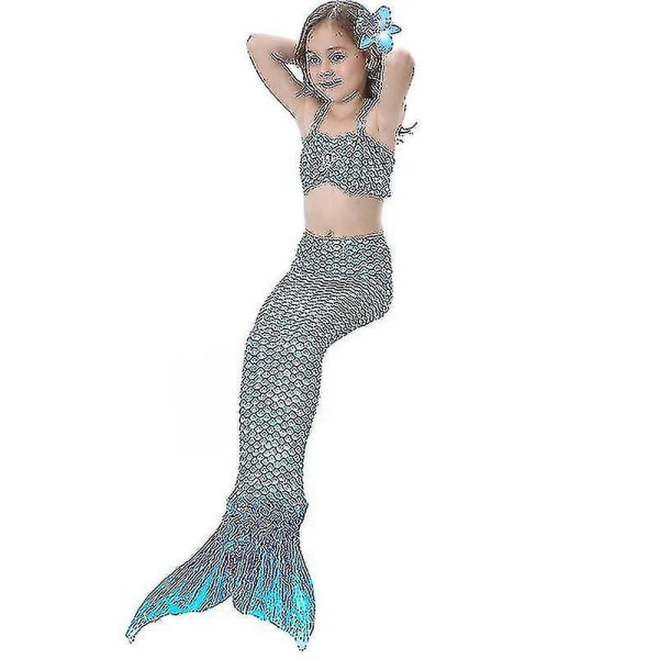 Barn Flickor Mermaid Tail Bikini Set Badkläder Baddräkt Simdräkt Hög kvalitet Blue 130