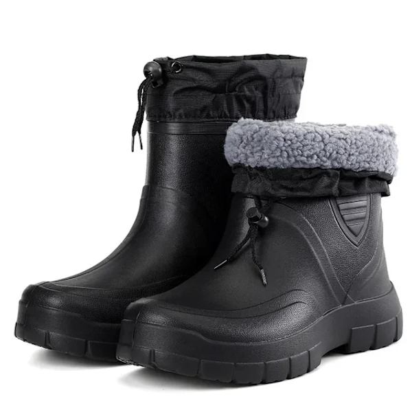 Vinter Vindtäta Regnstövlar bomull Herr Varma Ljus Regnstövlar Ankel Mode Svarta Slip on Regnskor Herr Vattentät Work Boot2024 Black 41