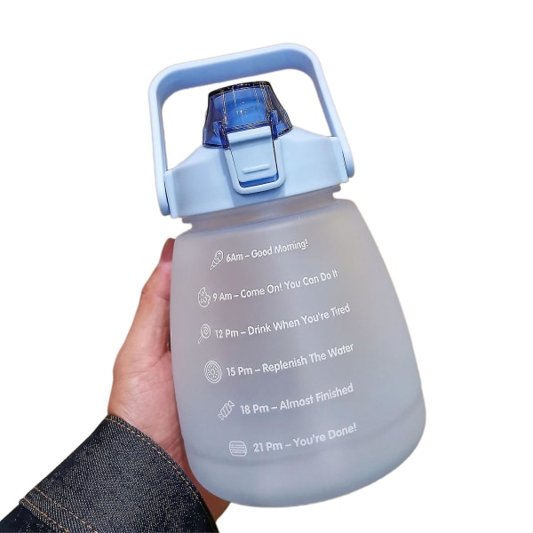 1400 ml vattenflaska med tidsmarkör Läcktät sugkopp Lätt att bära Bärbar läckagesäker utomhussportvattenkokare - Jxlgv blue
