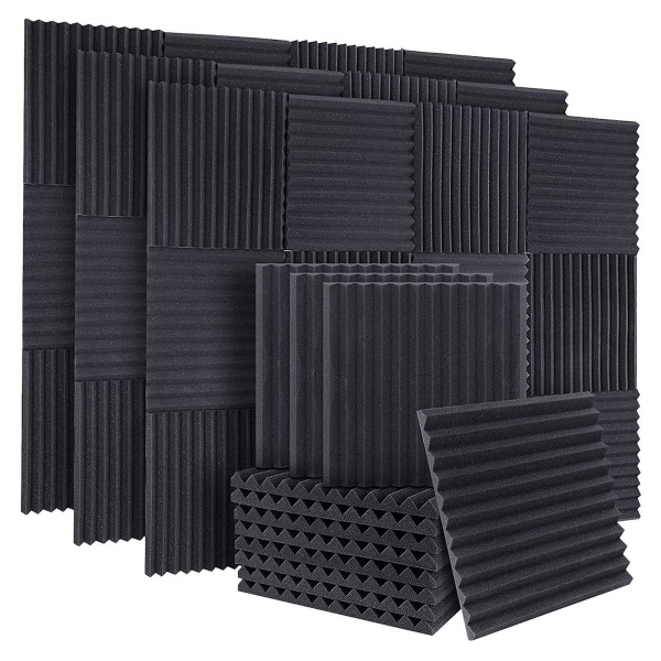 50 st Akustiskt ljudisolerat skum ljudabsorberande paneler Ljudisoleringspaneler Kil för studioväggar Black none