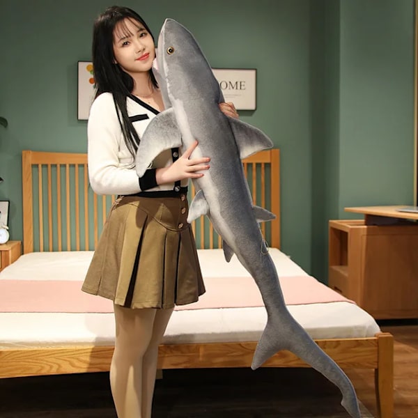 140cm stor simulering blåfenad tonfisk plysch leksaker fyllda mjuk blå Marlin Makaira Mazara plysch kudde fisk leksaker kreativ dekoration Grå haj 140cm