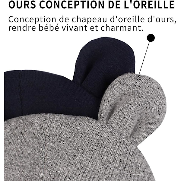 Newborn Baby Hat Bear Ears Pojkar Flickor Beanie Bomullsmössa För nyfött barn 0 till 6 Style 2
