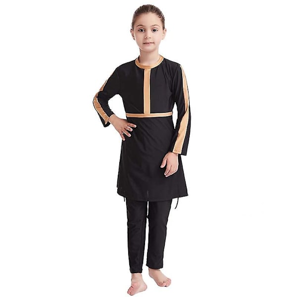 Muslimsk tjej simdräkt Barn Modest Beach Baddräkt Baddräkt Islamisk Burkini Camel 7-8 Years